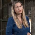 Sasha’s blue v-neck top on General Hospital