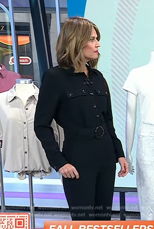 Savannah's black belted utility jumpsuit on Today