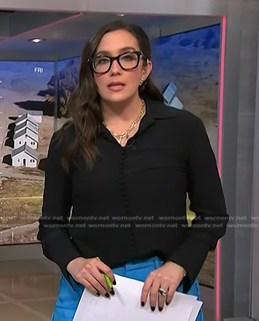 Savannah's black button down blouse on NBC News Daily