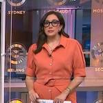 Savannah Sellers’s orange belted mini dress on NBC News Daily