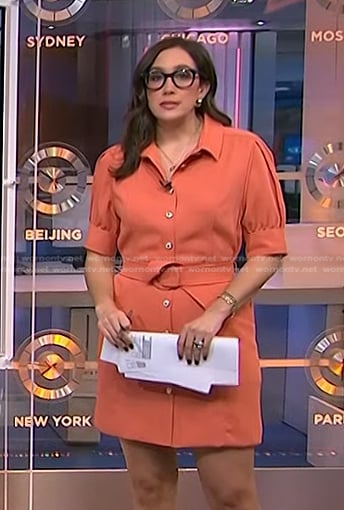 Savannah Sellers’s orange belted mini dress on NBC News Daily