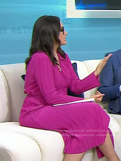 Savannah's pink pleated wrap dress on NBC News Daily