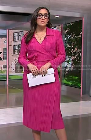 Savannah’s pink pleated wrap dress on NBC News Daily