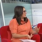 Savannah Sellers’s orange belted mini dress on NBC News Daily