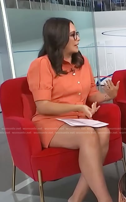 Savannah Sellers’s orange belted mini dress on NBC News Daily