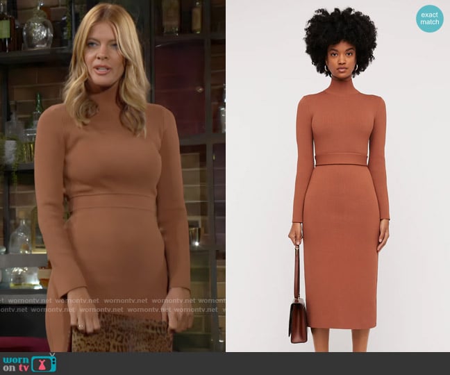 Scanlan Theodore Crepe Knit Polo Dress in Hazel worn by Phyllis Summers (Michelle Stafford) on The Young and the Restless