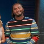 Scott’s multicolor stripe top on Access Hollywood