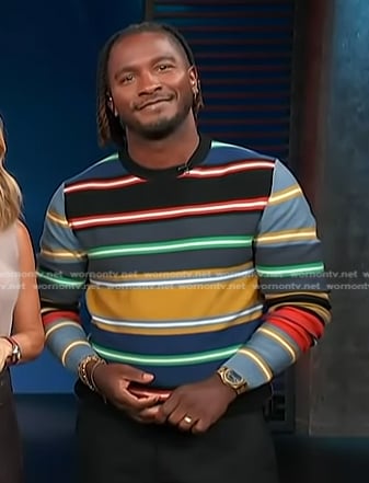 Scott's multicolor stripe top on Access Hollywood