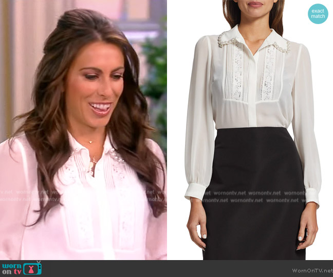 Self Portrait Lace & Bead-Embellished Blouse worn by Alyssa Farah Griffin on The View