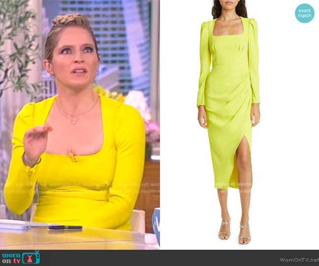 Self Portrait Ruched Long Sleeve Crepe Maxi Dress worn by Sara Haines on The View