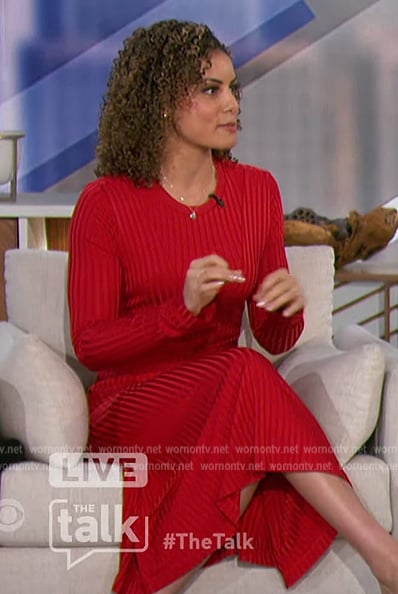 Shaina Humphries' red ribbed dress on The Talk