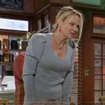 Sharon’s grey v-neck sweater on The Young and the Restless