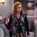 Sheila’s black floral cardigan dress on Call Me Kat