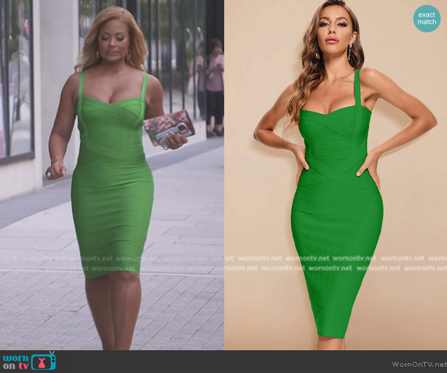 Shein Zip Back Solid Bandage Dress worn by Gizelle Bryant on The Real Housewives of Potomac