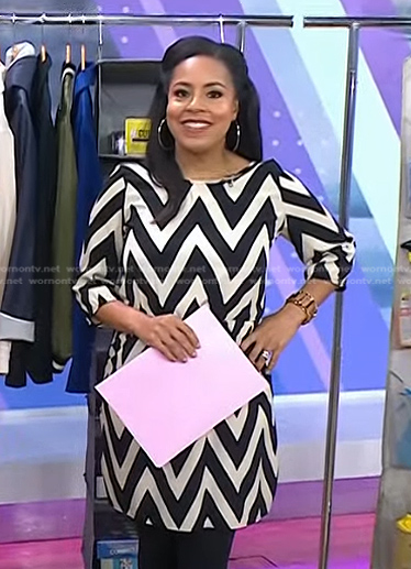 Sheinelle’s black and white chevron dress on Today
