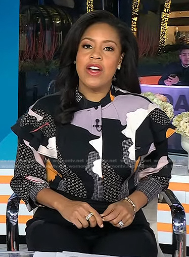 Sheinelle’s mixed print ruffle blouse on Today