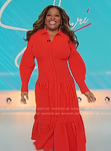 Sherri’s red collared midi dress on Sherri