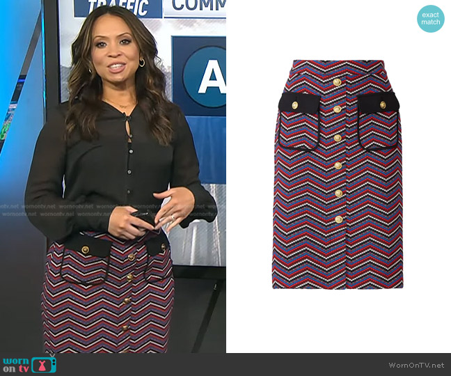 Slate & Willow Chevron Button Skirt worn by Adelle Caballero on Today