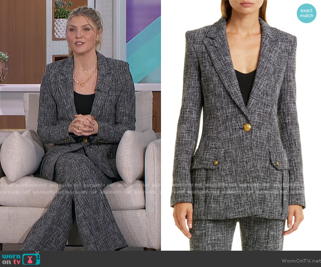 Smythe Longline Tweed Blazer worn by Amanda Kloots on The Talk