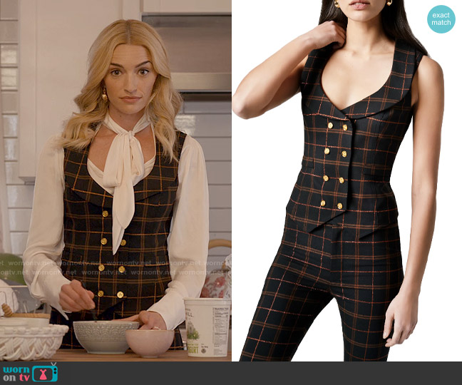 Smythe Metallic Plaid Portrait Collar Vest worn by Georgia Miller (Brianne Howey) on Ginny & Georgia