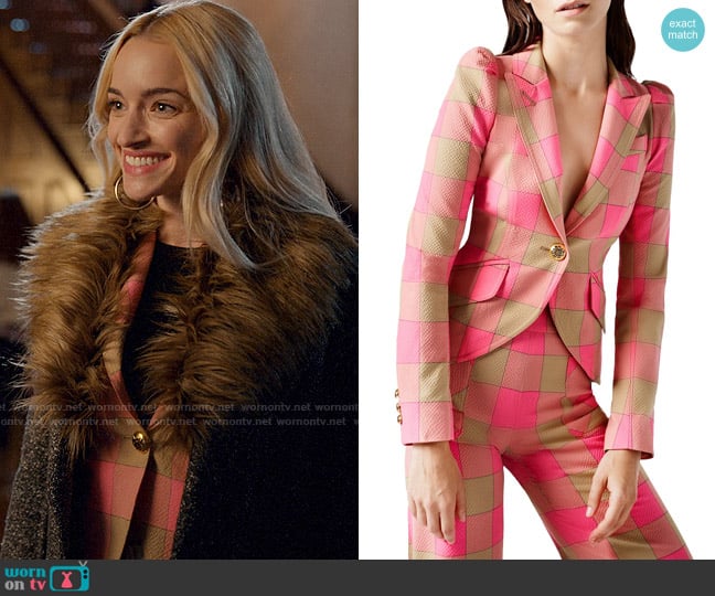 Smythe Plaid Pouf Sleeve Blazer worn by Georgia Miller (Brianne Howey) on Ginny & Georgia