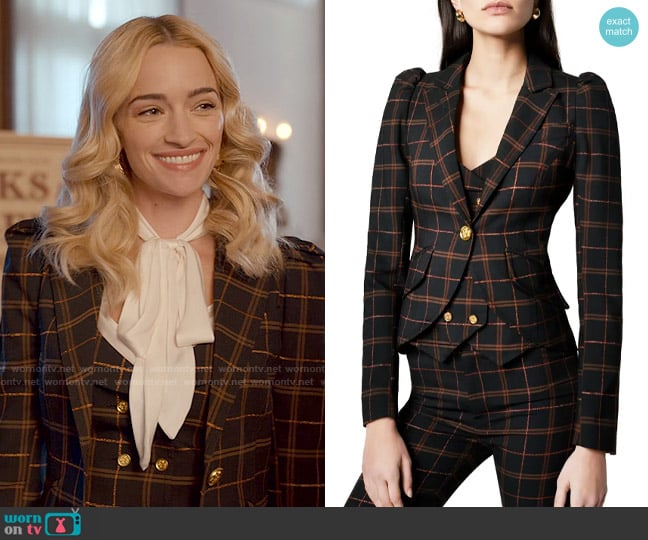 Smythe Metallic Plaid One-Button Blazer worn by Georgia Miller (Brianne Howey) on Ginny & Georgia