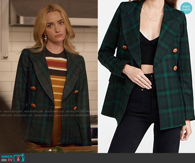 Smythe Wedding Blazer in Hunter Green Plaid worn by Georgia Miller (Brianne Howey) on Ginny & Georgia