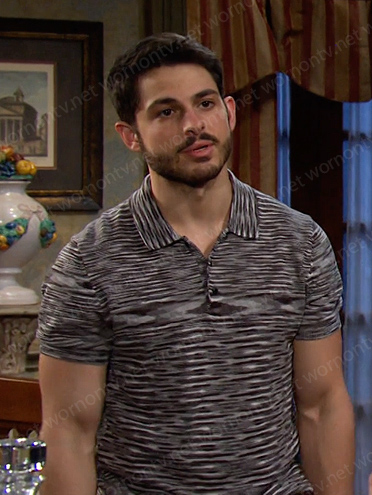 Sonny's grey space dye polo shirt on Days of our Lives