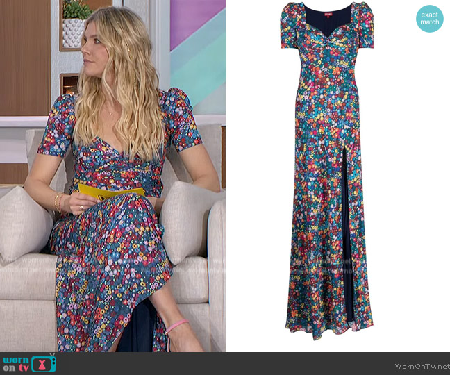 Staud Lea floral-print maxi dress worn by Amanda Kloots on The Talk