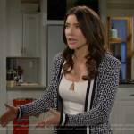 Steffy’s monogram print cardigan on The Bold and the Beautiful