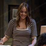 Stephanie’s beige striped dress on Days of our Lives