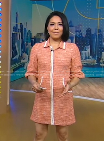 Stephanie's orange tweed mini dress on Good Morning America