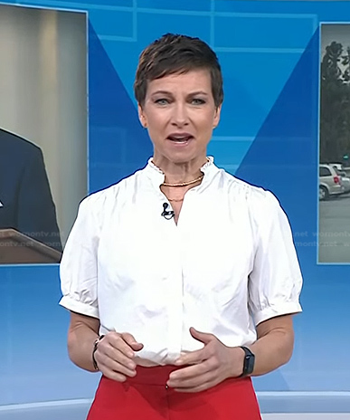 Stephanie’s white puff sleeve blouse on Today