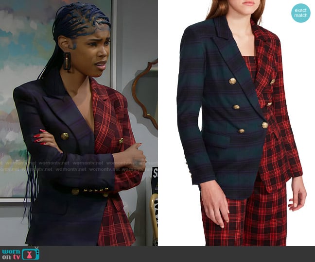 Steve Madden Simone Mixed Plaid Blazer worn by Paris Buckingham (Diamond White) on The Bold and the Beautiful