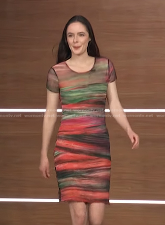 Mackenzie Morrison’s multicolor striped dress on Access Hollywood
