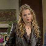 Summer’s dark brown leather blazer on The Young and the Restless