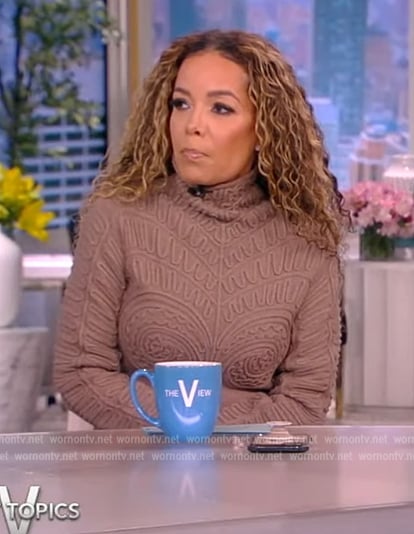 Sunny’s brown textured sweater dress on The View