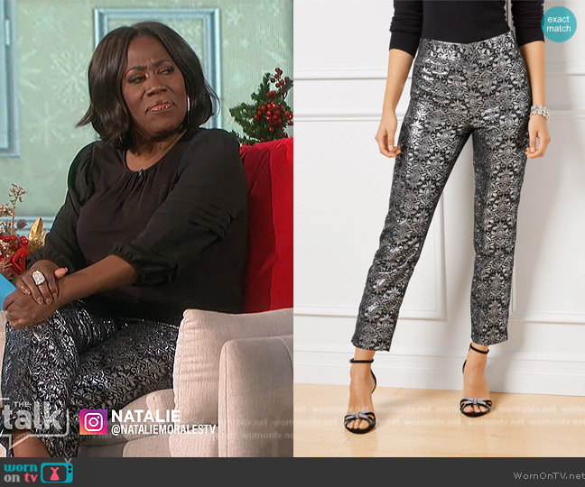 Talbots Metallic Jacquard Straight Leg Pants worn by Sheryl Underwood on The Talk