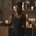 Tasha’s black asymmetric mini dress on National Treasure: Edge of History