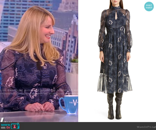 Ted Baker Deluna Floral Long Sleeve Chiffon Dress worn by Melissa Rauch on The View
