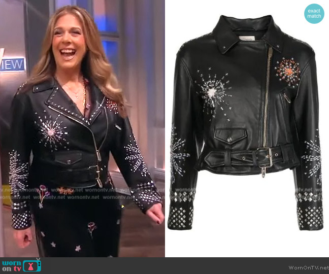 Temperley London Zipped Biker Jacket worn by Rita Wilson on The View