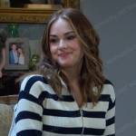 Stephanie’s striped zip front sweater on Days of our Lives