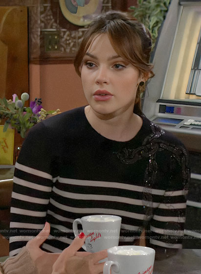 Tessa's striped sweater on The Young and the Restless