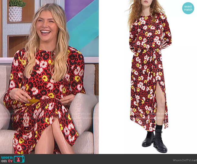 The Kooples Wild Blossom Slit Front Dress worn by Amanda Kloots on The Talk