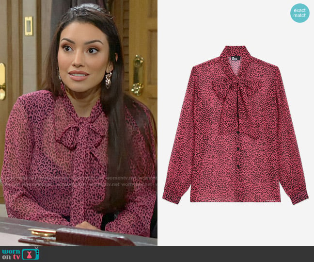 The Kooples Pink Leopard Print Shirt worn by Audra Charles (Zuleyka Silver) on The Young and the Restless