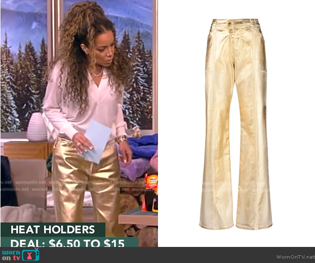  Tom Ford Metallic straight-leg trousers worn by Sunny Hostin on The View