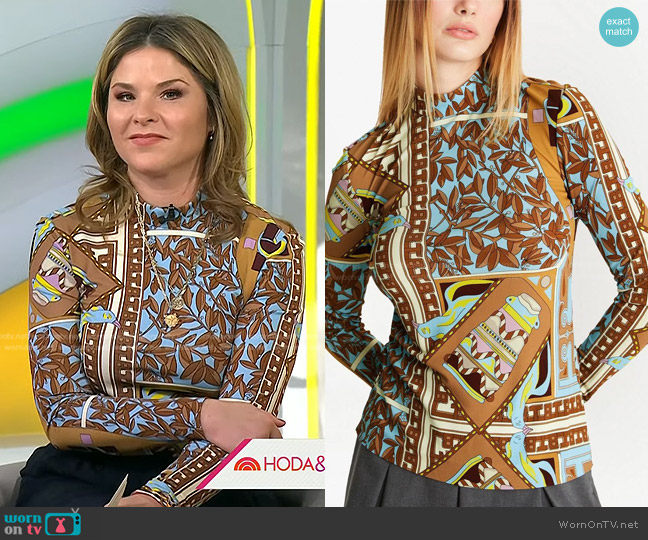 Tory Burch T-Garden-Print Mock Neck Top worn by Jenna Bush Hager on Today