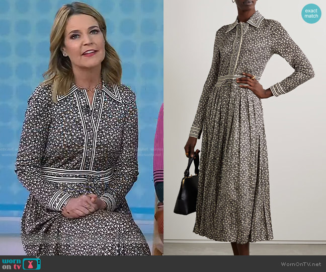 Tory Burch Pleated Floral-Print Midi Shirt Dress worn by Savannah Guthrie on Today