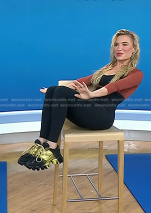 Tracy Anderson’s black and gold sneakers on Today
