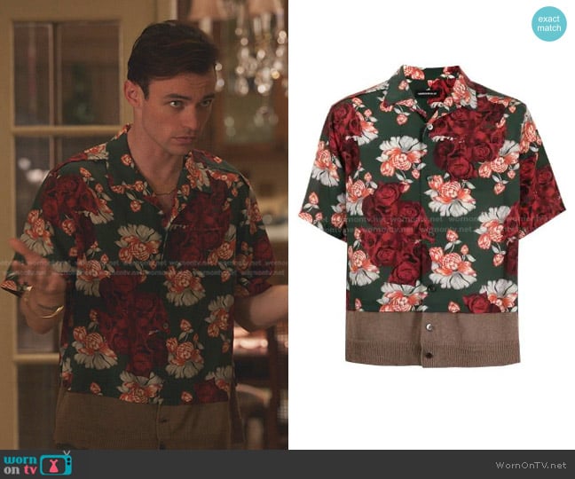 Undercover Contrast-Panel Short-Sleeve Shirt worn by Maximus Wolfe (Thomas Doherty) on Gossip Girl